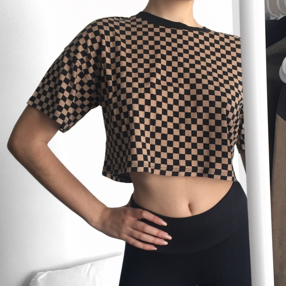 🧸 checkered cropped tee - Picture 1 of 4